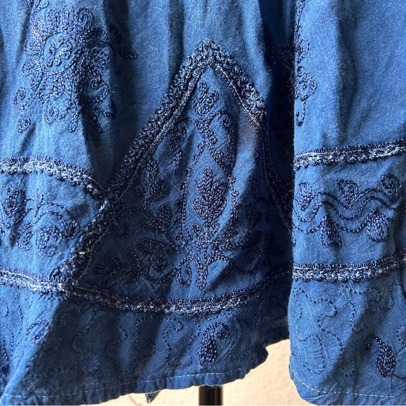 Vintage Advance Apparels Denim Tank Top w/Embroidery and String Ties - Picture 5 of 7